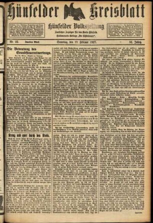 Zweite Ausgabe vom Samstag, den 19. Februar 1927.