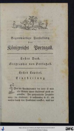 Das erste Buch. Geographie von Portugall.