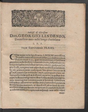 Nobiliss. & Clarissimo Dno. Georgio Lindenio, ...