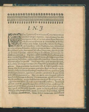 Cum Leges Gymnasii Coloniensis diu multumque expetitae ...