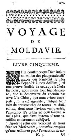 Voyage de Moldavie. Livre cinquième