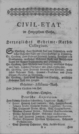 Civil-Etat im Herzogthum Gotha