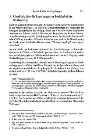 231-234, A. Überblick über die Regelungen zur Sozialarbeit im Strafvollzug