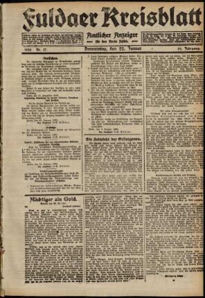 Ausgabe vom Donnerstag, den 22. Januar 1920.