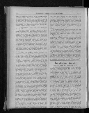 Aerztlicher Verein. Sitzung vom 19. Februar 1918