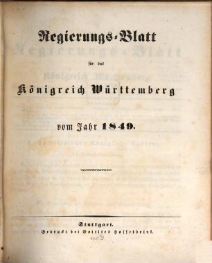 Regierungsblatt für das Königreich Württemberg. 1849