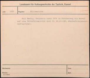 Emil Seelig, Heilbronn, sucht 1870 in Württemberg ein Patent auf eine Tütenfüllmaschine nach