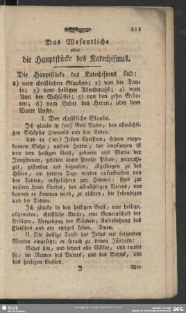 Das Wesentliche oder die Hauptstücke des Katechismus
