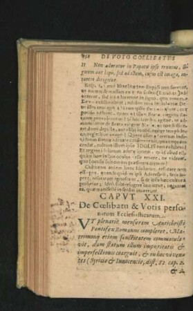 Caput XXI. De Coelibatu & Votis personarum Ecclesiasticarum.