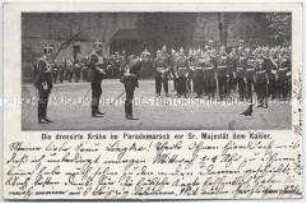 Zwischenfall mit einer Krähe bei einer Parade vor Wilhelm II.