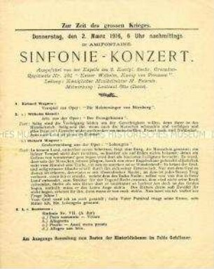 Programmzettel zu einem Sinfonie-Konzert in Dresden