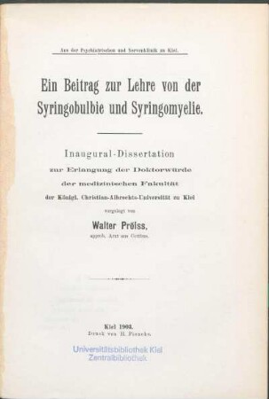 Ein Beitrag zur Lehre von der Syringobulbie und Syringomyelie