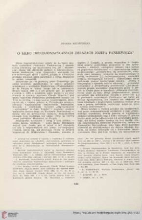 29: O kilku impresjonistycznych obrazach Józefa Pankiewicza