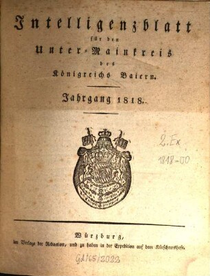 Intelligenzblatt für den Unter-Mainkreis des Königreichs Bayern. 1818