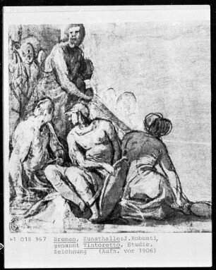 Gruppe ruhender und stehender Figuren
