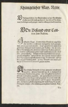 Von Bestand oder Caution zum Rechten.