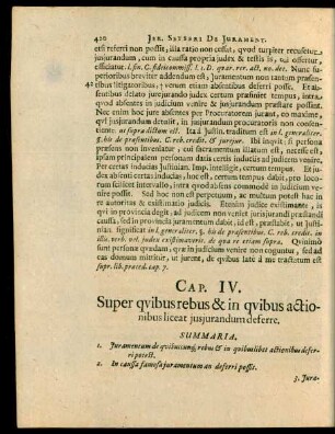 Cap. IV. Super quibus rebus & in quibus actionibus liceat iurisiurandum deferre.