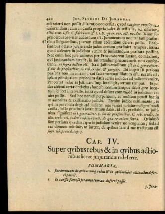Cap. IV. Super quibus rebus & in quibus actionibus liceat iurisiurandum deferre.