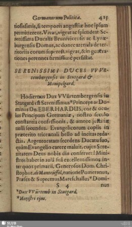 Serenissimi Duces Wurtembergenses in Stutgard & Mompelgard