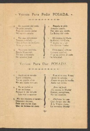 Versos para pedir posada.