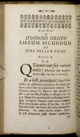 In Hugonis Grotii Librum Secundum De Jure Belli & Pacis