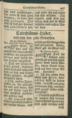 Catechismus-Lieder, und von den zehn Gebothen.