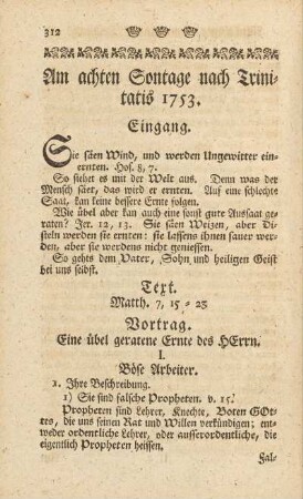Am achten Sontage nach Trinitatis 1753