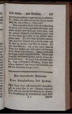 Der dreyzehende Abschnitt. Eine Entzündung des Hodens.