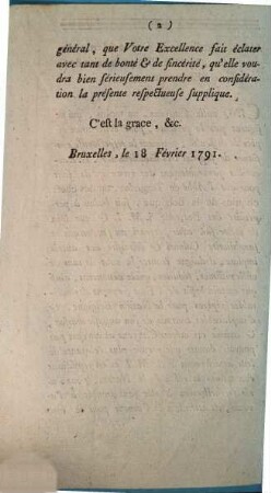 A Son Excellence le Comte Mercy Argenteau, Ministre Plénipotentiaire de Sa Majesté l'Empereur, Cinq mille Citoyens, au moins, qui ne ...