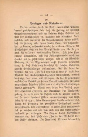IV. Verleger und Redakteur