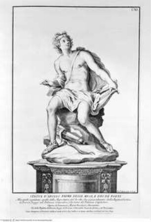 Raccolta di statue antiche e moderne / data in luce sotto i gloriosi auspicj di N.S. Papa Clemente XI. da Domenico de Rossi. Illustrata colle sposizioni a ciascheduna immagine di Paolo Alessandro Maffei Roma : Stamperia alla Pace Domenico de Rossi, 1704.Apollon Musagetes (Tafel CXI) - Raccolta di statue antiche e moderne...