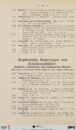 Kupferstiche, Radierungen und Schabkunstblätter (Nr. 1062-1789)
