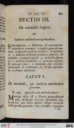 Sectio III: De artefactis logicis ad iudicium methodicum spectantibus