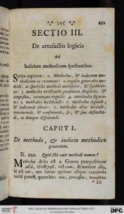 Sectio III: De artefactis logicis ad iudicium methodicum spectantibus