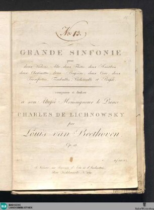 Grande Sinfonie pour deux Violons, Alto, deux Flûtes, deux Hautbois, deux Clarinettes, deux Bassons, deux Cors, deux Trompettes, Timballes, Violoncelle et Basse Op. 36