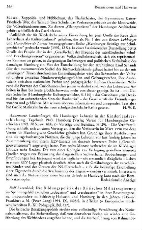 Lutzebäck, Rolf :: Die Bildungspolitik der Britischen Militärregierung im Spannungsfeld zwischen "education" und "reeducation" in ihrer Besatzungszone, insbesondere in Schleswig-Holstein und Hamburg in den Jahren 1945 - 47, (Europäische Hochschulschriften, Reihe 11, Pädagogik, 457) : Frankfurt a.M., Lang, 1991