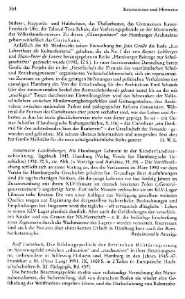 Lutzebäck, Rolf :: Die Bildungspolitik der Britischen Militärregierung im Spannungsfeld zwischen "education" und "reeducation" in ihrer Besatzungszone, insbesondere in Schleswig-Holstein und Hamburg in den Jahren 1945 - 47, (Europäische Hochschulschriften, Reihe 11, Pädagogik, 457) : Frankfurt a.M., Lang, 1991