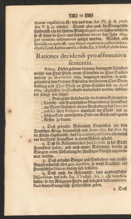 Rationes decidendi pro affirmativa sententia