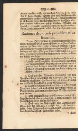 Rationes decidendi pro affirmativa sententia