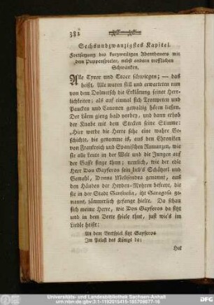 Sechsundzwanzigstes Kapitel. Fortsetzung des kurzweiligen Abentheuers mit dem Puppenspieler, nebst andern trefflichen Schwänken.