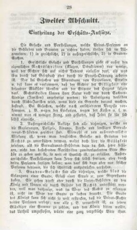 Zweiter Abschnitt. Eintheilung der Geschäfts-Aufsätze