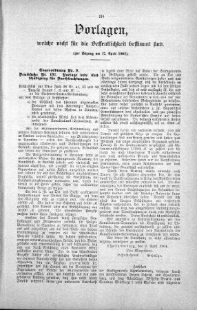 Vorlagen welche nicht für die Oeffentlichkeit bestimmt sind., 17. April 1901