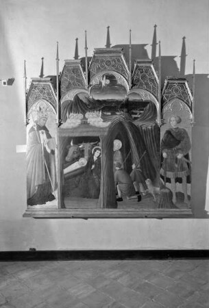 Anbetung der Hirten zwischen den Heiligen Nikolaus und Galganus Guidotti