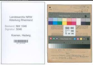 Entnazifizierung Hedwig Koenen , geb. 08.04.1919 ()