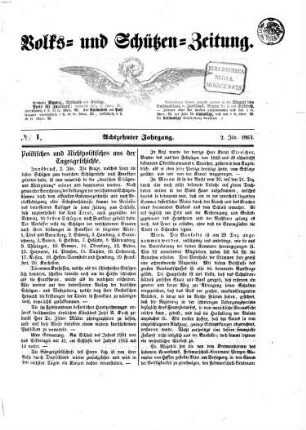 Volks- und Schützenzeitung : politisches Volksblatt. 1863 = Jg. 18