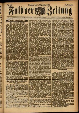 Erste Ausgabe vom Sonntag, den 09. September 1894.
