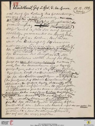 Vorlesung VIII (18.12.1909)