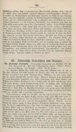 289-294 Literarische Uebersichten und Anzeigen