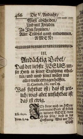 III. Andächtig Gebet.