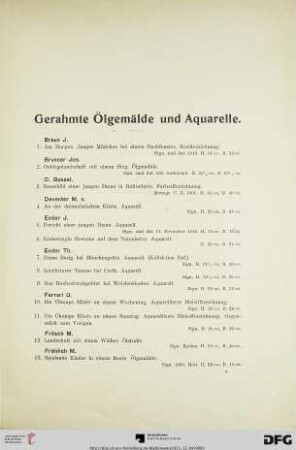 Gerahmte Ölgemälde und Aquarelle (Nr. 1-81)